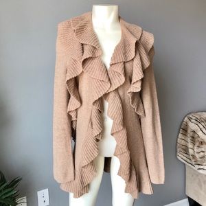 Etcetera ruffle front alpaca wool blend sweater